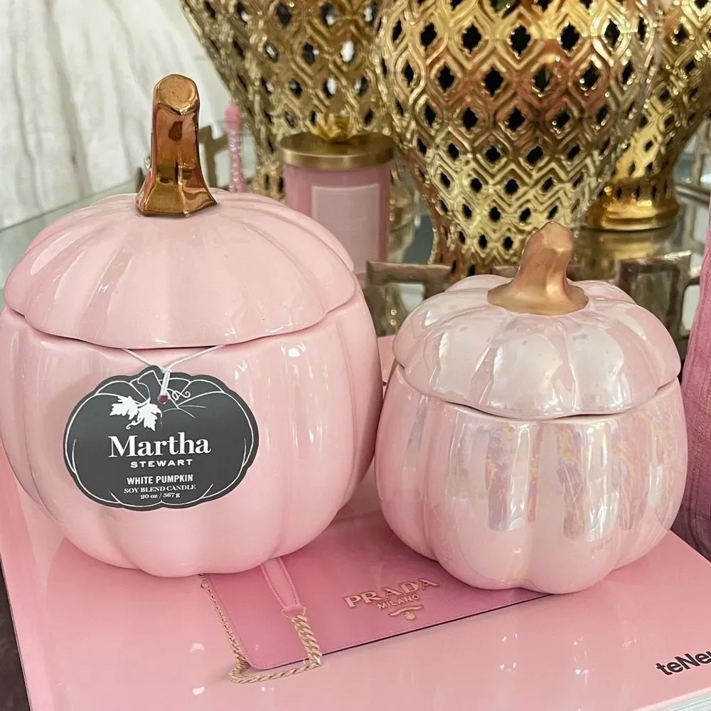 Set Of 2 Pink Pumpkins Candle 20 oz and 9.8 Oz